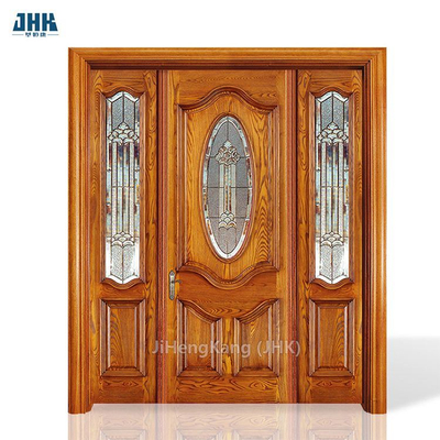Double Swing Laminated Molded Wooden Glass Door